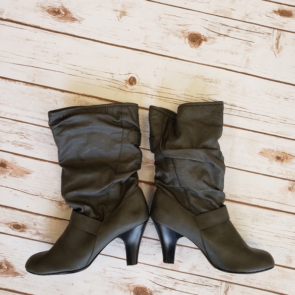 NIB Style & Co Ennvey Gray Slouch Heel Boots - Picture 2 of 4